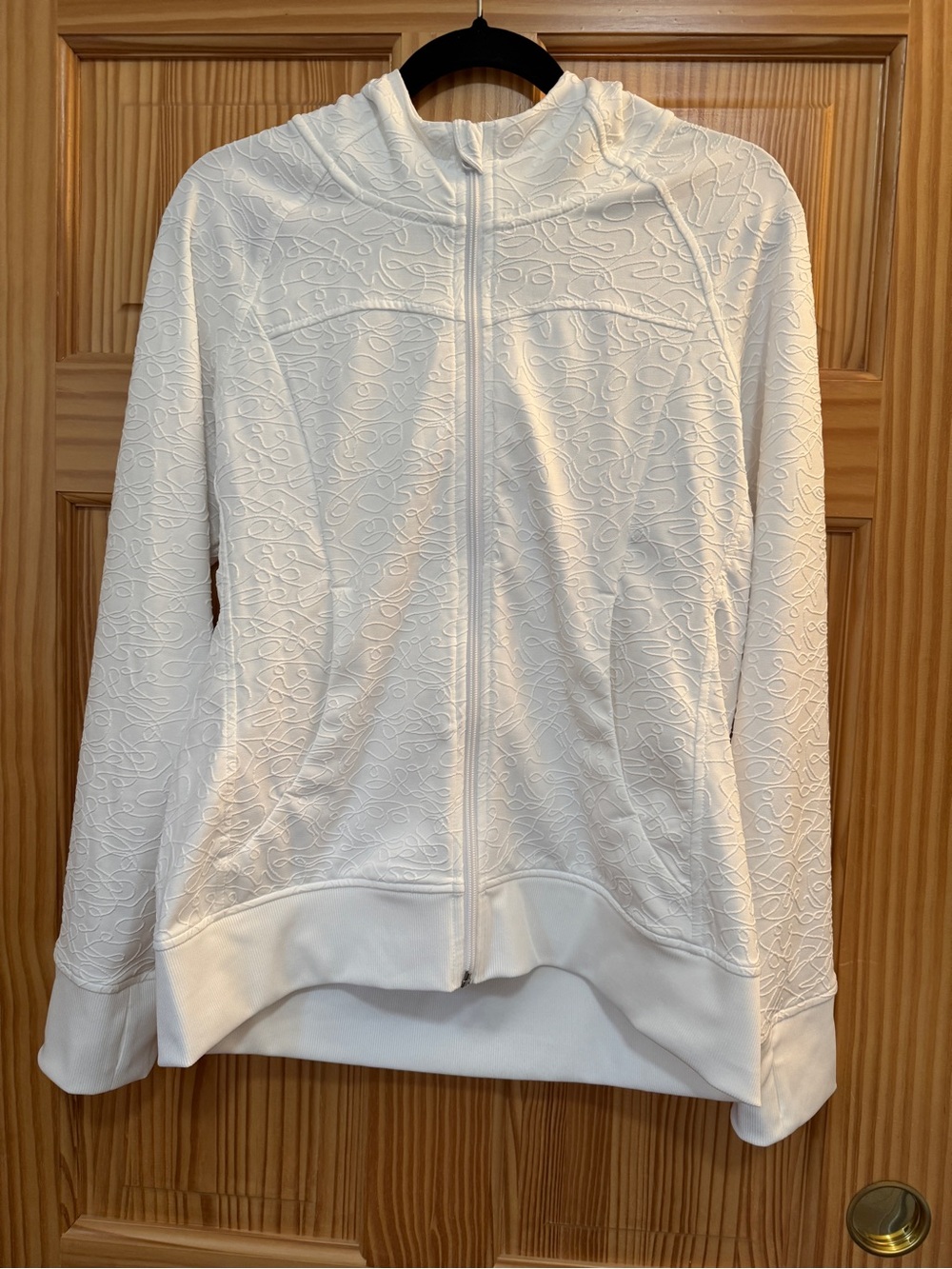 Zyia White Textured Full-Zip Hoodie